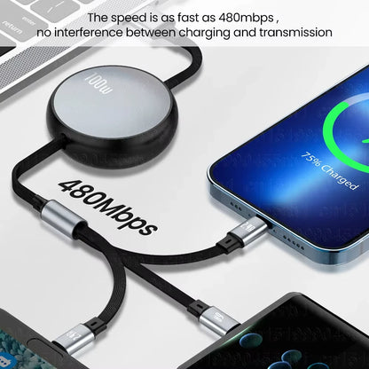 3 in 1 Retractable USB/ iPhones,Samsung,Huawei